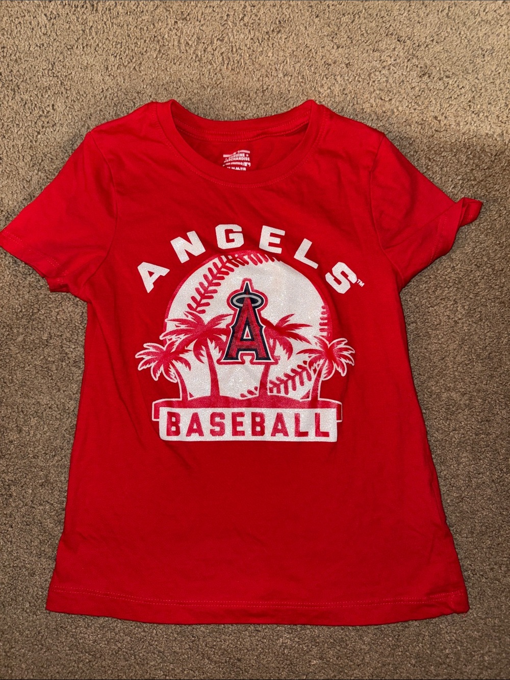 Girls Los Angeles Angels Red Baseball Tee